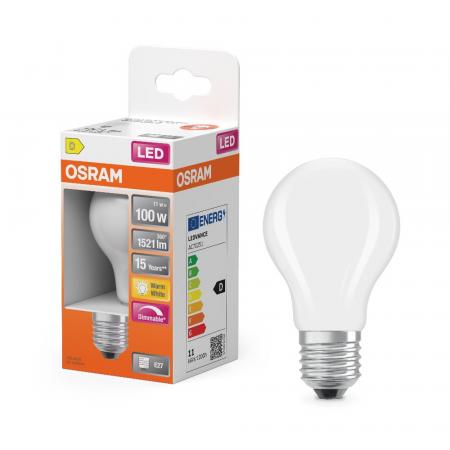 Leistungsstarke OSRAM E27 SUPERSTAR LED Lampe mattiertes dimmbares Retrofit Leuchtmittel 11W wie 100W 2700K Birnenform